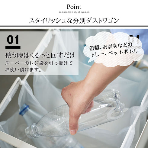 目隠し分別ダストワゴン トスカ 3分別 ホワイト.|s2